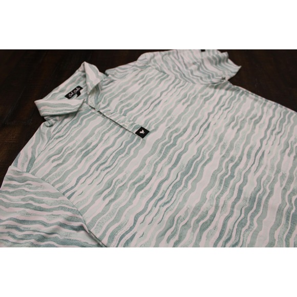 Bad Birdie Other - Bad Birdie Golf Polo Shirt Mens Medium Green Wave Stripe Performance Stretch